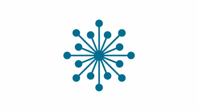 Blue geometric node network starburst icon.