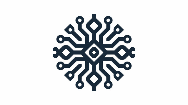 Circular circuit board processor chip icon.