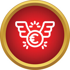 Fototapeta premium Euro symbol with wings on a red button illustrating money loss