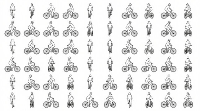 Cycling Mobility CAD Scale People Library Architectural Vector Reference Pack
