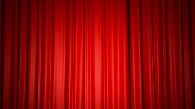 Red theater curtain opening and closing on green screen background, chroma key stage curtains transition, show premiere overlay, professional video editing footage, 4k video