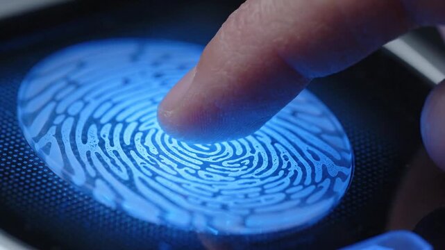 Fingerprint scanning on a digital device, biometric security, identification, and data protection, access control and privacy