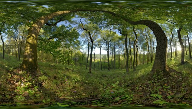 360 HDRI panorama of a European forest.