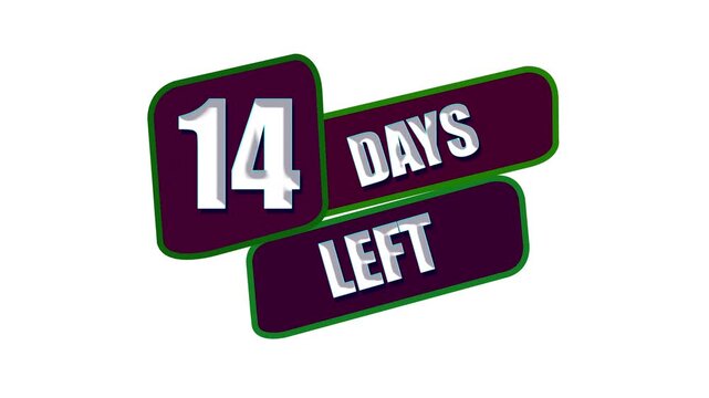 14 Days Left Countdown Animation Badge with Promotional Sale Banner on White Background