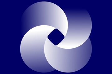 Abstract interwoven spheres forming a circular infinity loop on a deep blue background © nancy