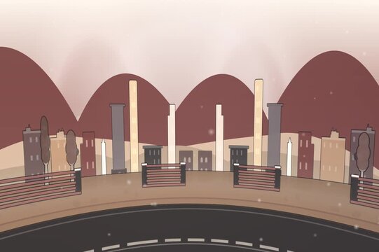 Coffee chocolate den urban street environment ambient scenic background with soft glow sky light