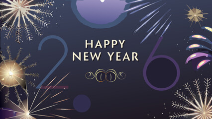 New year celebration graphic with stylized fireworks and numbers vector illustration © Etika
