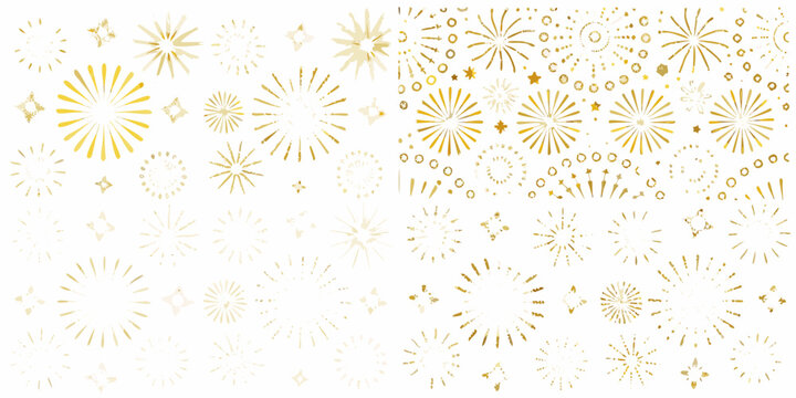 Golden firework pattern on a white background festive decorative element