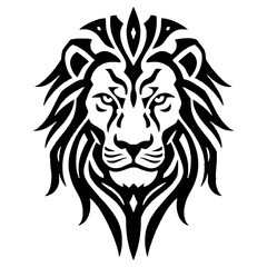 Fototapeta premium Black and white lion face profile vector illustration