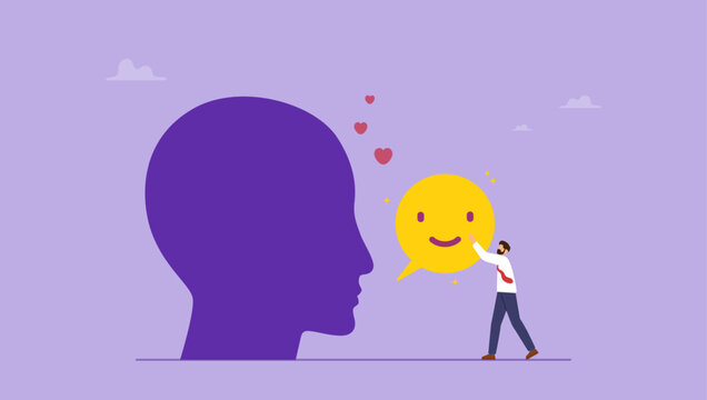 Businessman embrace feedback. Professional growth and self development business. Ask for feedback, protect yourself from criticism concept.