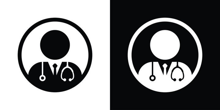 Medical doctor practitioner avatar profile vector icon design. Minimalist circular healthcare worker symbol with stethoscope outline.