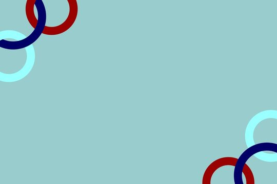 Abstract geometric background with interlocking colorful rings on a teal surface