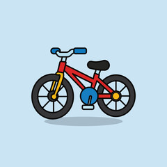 Fototapeta premium A vibrant red kids bicycle vector illustration featuring a simple flat design style perfect for modern graphic projects and children themed content