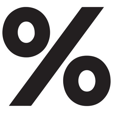 Bold black percent sign symbol for discount and sale graphic design with discount, mathematics