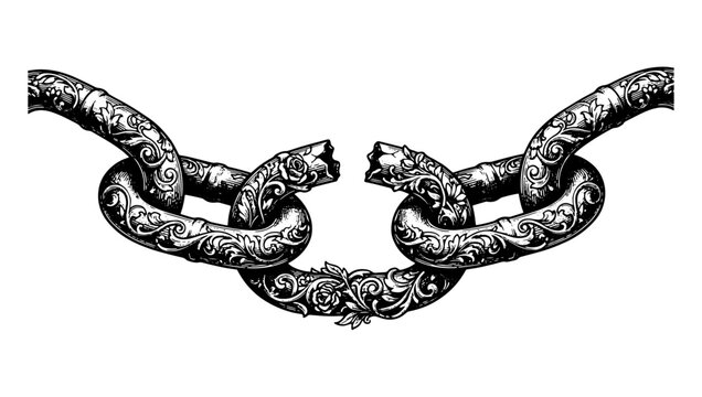 Broken Metal Chain Link Symbolizing Separation and Failure