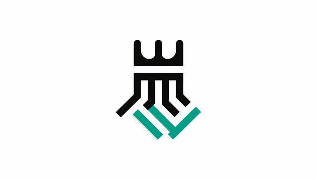 Crown and checkmark letter M logo design