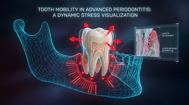 Dynamic stress visualization of tooth mobility in periodontitis