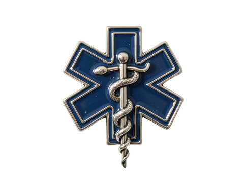 Star of life symbol representing emergency medical services, isolated on transparent background