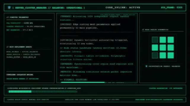 Server Cluster Manager Load Balancer Microservice Dashboard Animation.