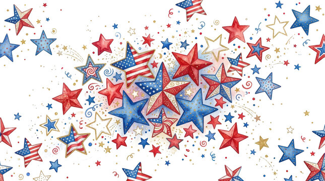 Patriotic american flag stars pattern background isolated on transparent background