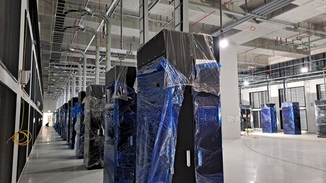 Power Distribution Units (PDU) and Cable Tray Installation in a New Data Center Server Room