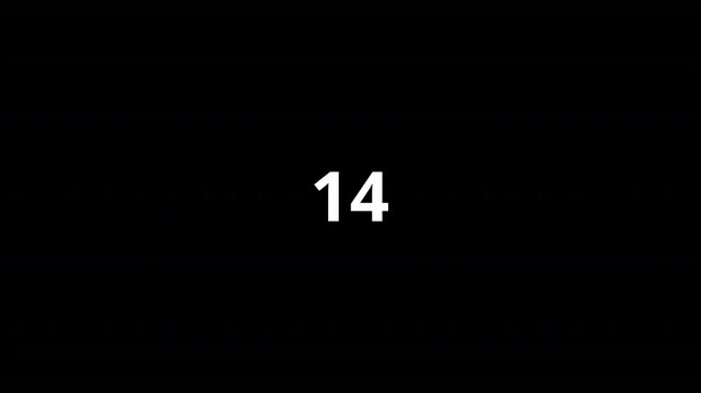 Number counter animation from 0 to 20 numbers on a transparent background, with alpha channel, counting number animation.

