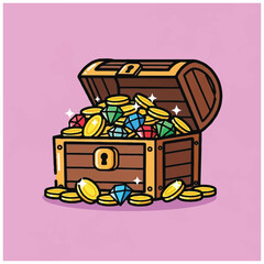 Treasure chest filled with gold coins. © Velune