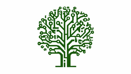 Fototapeta premium Green digital circuit board tree growth logo