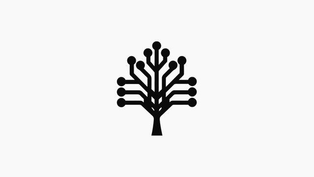 Minimalist digital tree logo with circuit board branches.