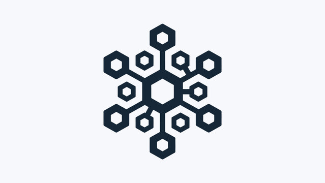 Minimalist hexagonal network node circuit logo