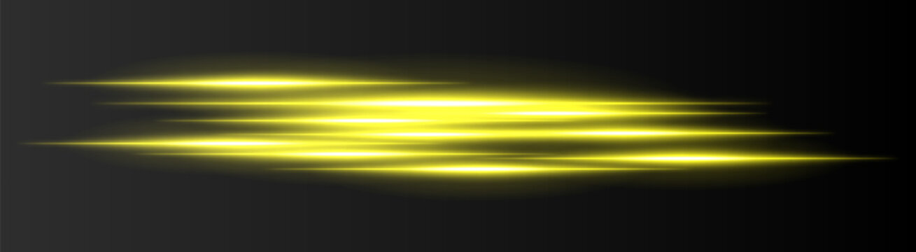 Abstract light streak composition. Multiple parallel glow lines with elongated blur edges, layered horizontal beams creating dynamic luminous motion across dark background.