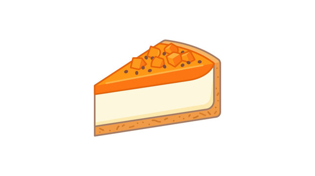 pumpkin cheesecake slice, orange cream dessert, vector food icon, sweet treat