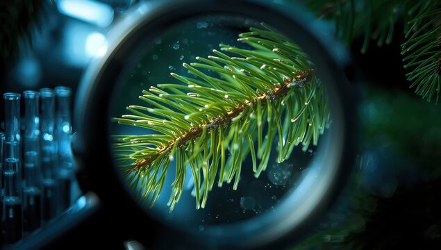 Microscopic view of a pine needle cross-section.