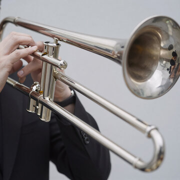 Art Nouveau Trombone. Detailed Close-Up Of A Trombone