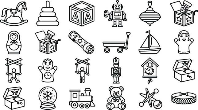 Toy icons vector set for kids and games