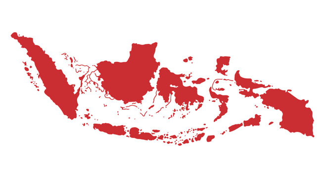 Indonesia detailed map vector, geographic country outline with archipelago islands for education travel navigation and cartography.