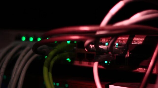 Ethernet cables close up. 10/100/1000 Mbps speed. 