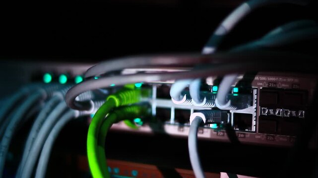 Ethernet cables close up. 10/100/1000 Mbps speed. 