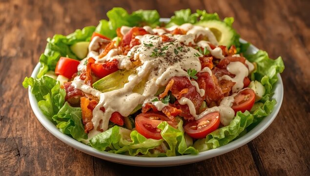 Ranch-dressed BLT salad for lunch