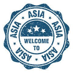 Welcome to Asia red grunge round stamp. Welcome to Asia stamp © BHM