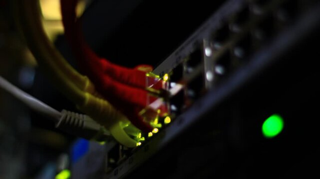 Ethernet cables close up. 10/100/1000 Mbps speed. 