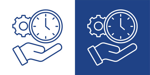 Fototapeta premium Time Management Blue And White Icon Style Collection