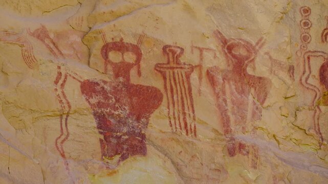 Ancient native pictographs found near Moab, Utah.