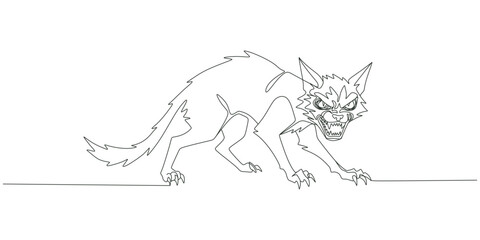 Angry wild cat continuous one line drawing vector illustration © Art Ris