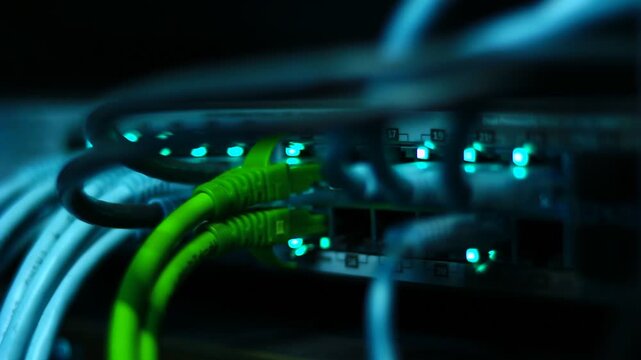 Ethernet cables close up. 10/100/1000 Mbps speed. 