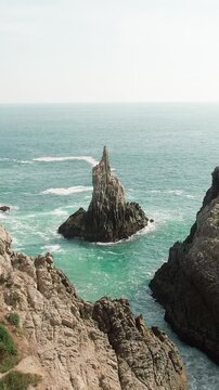 Dedo De Dios - Finger Of God Off The Coast Of Playa Maruata In Michoacan, Mexico. - vertical shot
