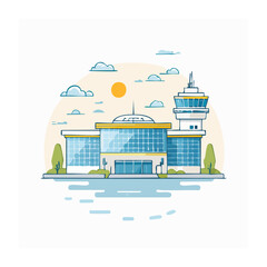 Naklejka premium Flat design cityscape with skyline and sun