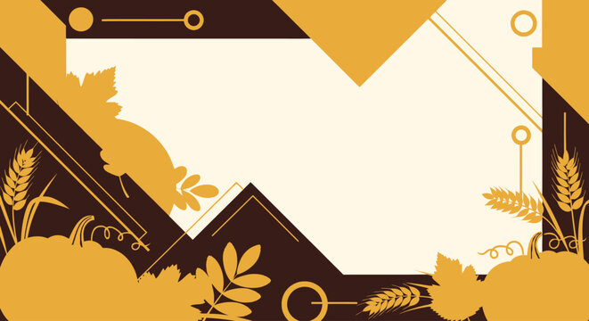 Autumn Harvest Thanksgiving Festival Poster Background with Pumpkin and Wheat Vector Illustration