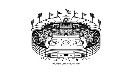 World Championship Soccer Stadium Vector Illustration © Dafid