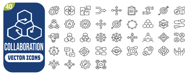 Fototapeta premium Cross functional icon set. Business integration and teamwork symbol. Vector illustration.